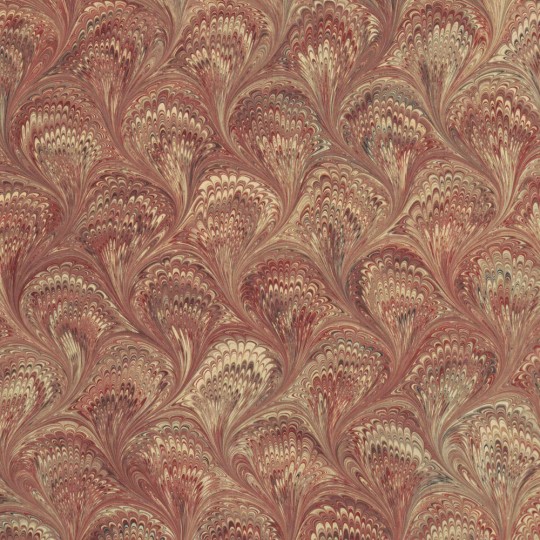 Hand Marbled Paper Peacock Pattern in Tans ~ Berretti Marbled Arts